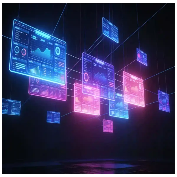 Futuristic Holographic Analytics Control Room