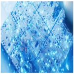 Digital Grid Landscape with Glowing Cubes